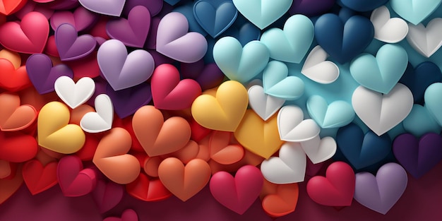 Celebrating Love with Festive Valentine's Day Banner with Vibrant multicolored Hearts