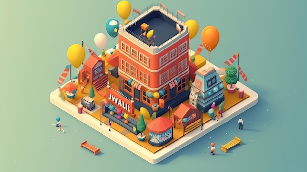 Celebrating the new year 3D isometric