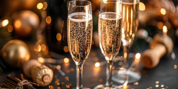 Celebrating the New Year with Champagne Glasses and Sparkling Technology Concept New Year39s Eve Celebration Champagne Technology Sparkle