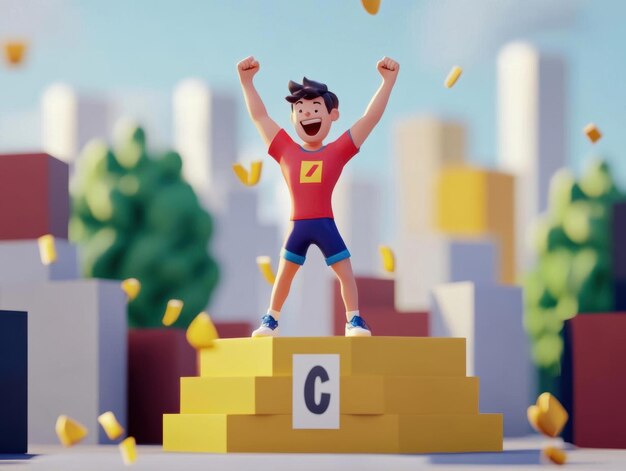 Photo celebrating success a joyful 3d illustration of triumph