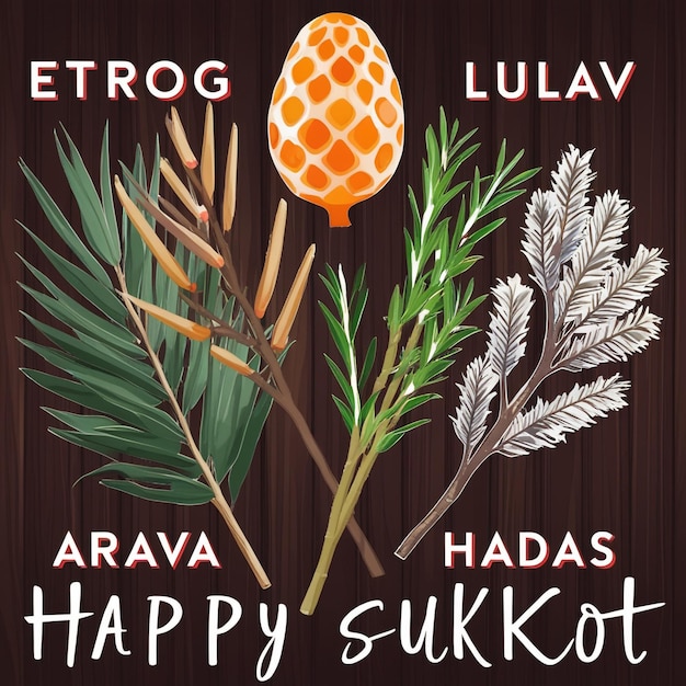 Photo celebrating sukkot with etrog lulav arava hadas and joyful festival design