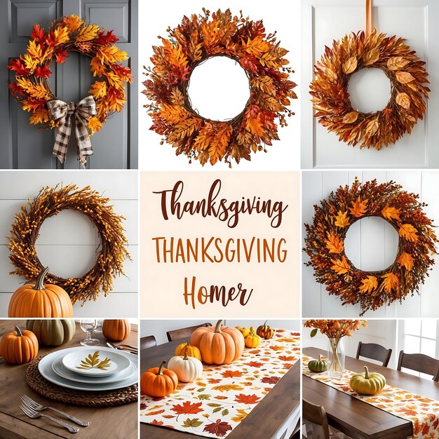 Photo celebrating thanksgiving with festive table settings and dishes