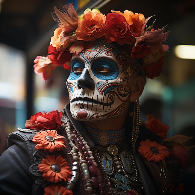 Celebrating Unity Capturing the Essence of Day of the Dead in a Vibrant Street Procession