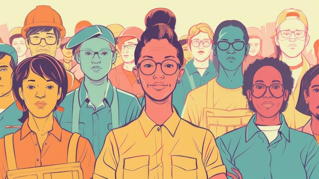 Celebrating Workforce Diversity in Illustrative Art A vibrant illustration showcasing diverse