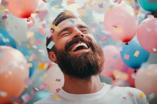 Photo celebrating world beard day joyfully