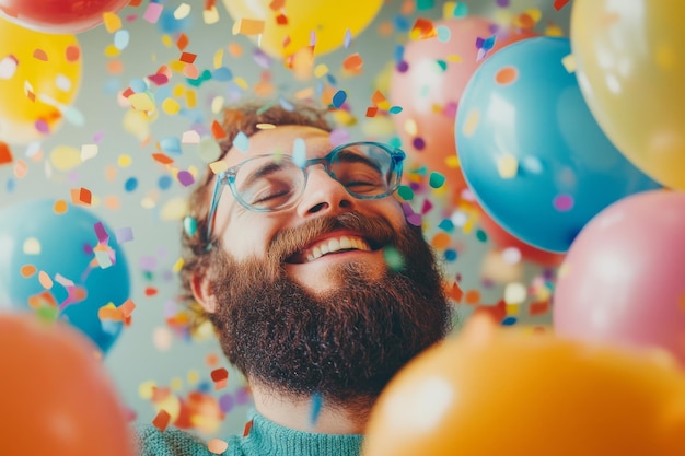 Photo celebrating world beard day joyfully