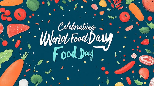 Photo celebrating world food day banner with vibrant food theme