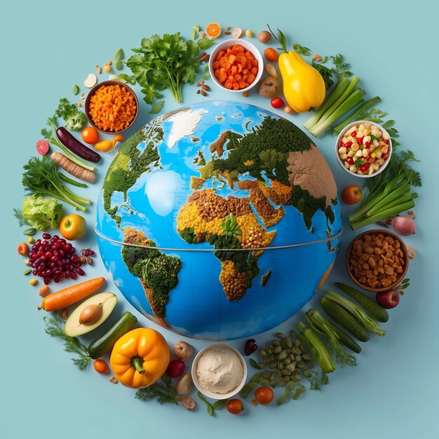 Photo celebrating world food day with global cuisine