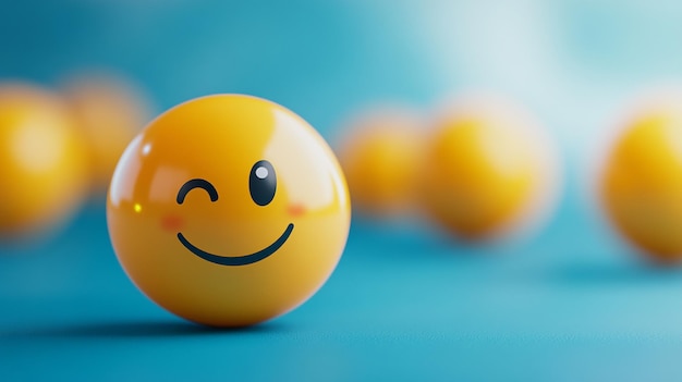 Celebrating World Smile Day with cheerful yellow smiley faces against a vibrant blue backdrop