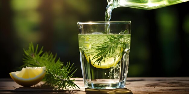 Celebrating World Water Day Pouring Water from Jug into Glass with Natural Background Concept World Water Day Conservation Efforts Environmental Awareness Water Symbolism Nature Photography