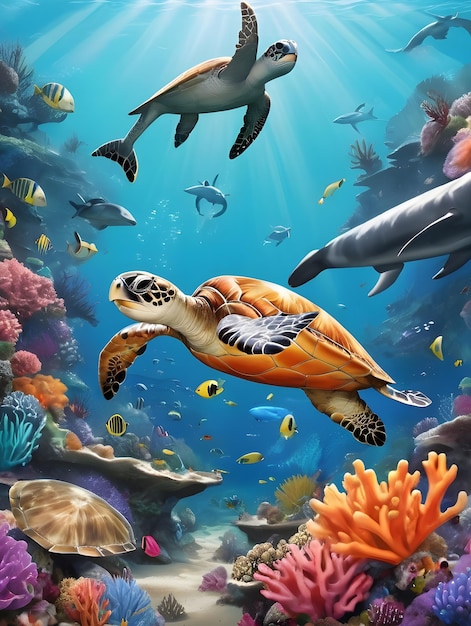 Celebrating World Wildlife Day AIGenerated Illustration of Endangered Marine Wonders