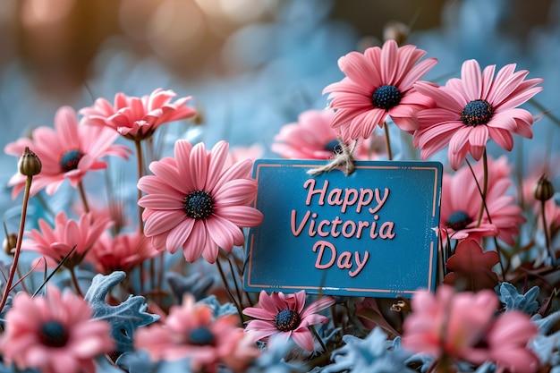 Photo celebration background for victoria day in canada lettering for greeting invitation card