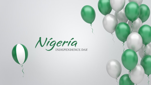 Celebration banner with balloons in Nigeria flag colors.