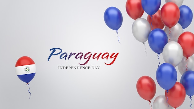 Celebration banner with balloons in Paraguay flag colors.