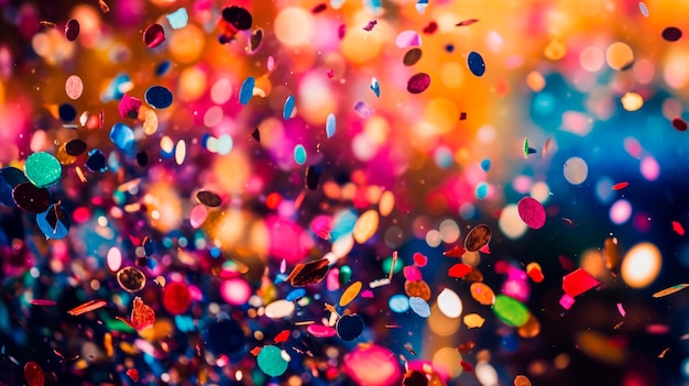 Celebration of Color Colorful Confetti and Bokeh on a Carnival Background Generative AI