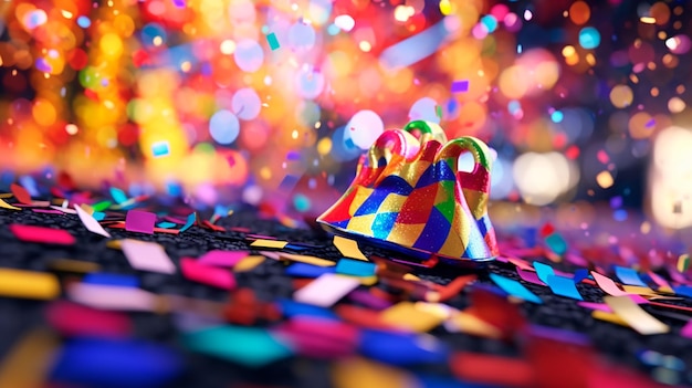 Celebration of Color Colorful Confetti and Bokeh on a Carnival Background Generative AI