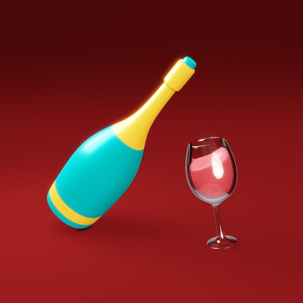 celebration drink with champagne 3d illustration