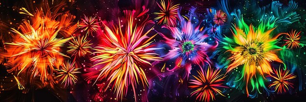 Celebration Exploding with Vibrant MultiColored Fireworks