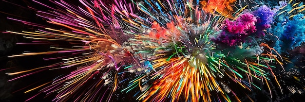 Celebration Exploding with Vibrant MultiColored Fireworks