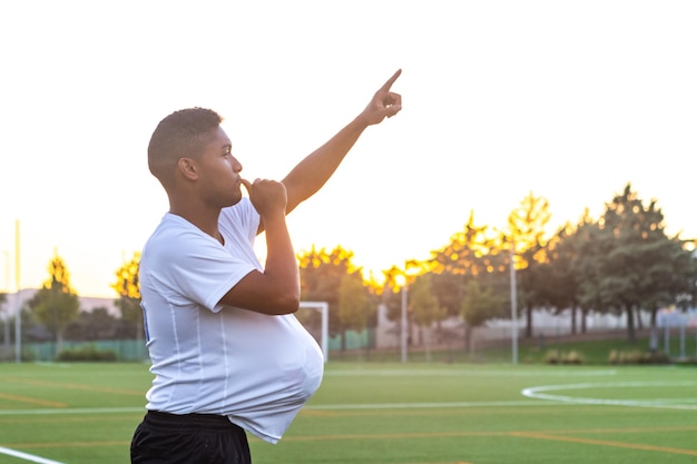 Celebration a goal Soccer player doing throwin