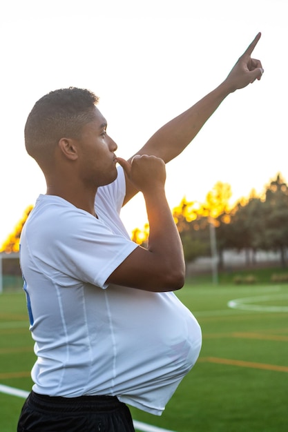 Celebration a goal Soccer player doing throwin