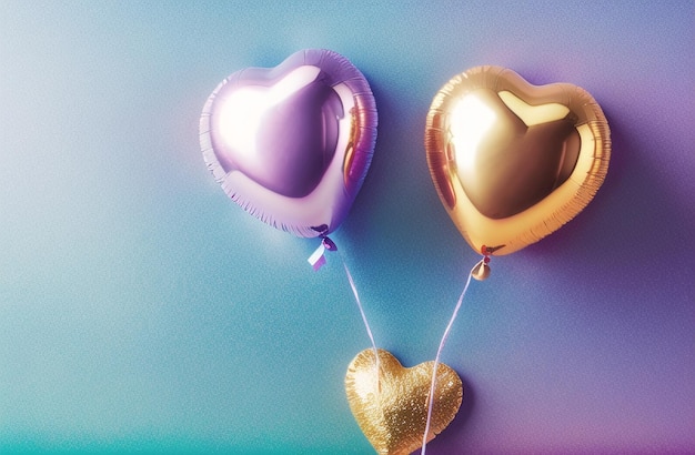 Celebration party banner with heart balloons Pastel Gold Sale Grand Opening Valentine Day Celebration Party Generative AI