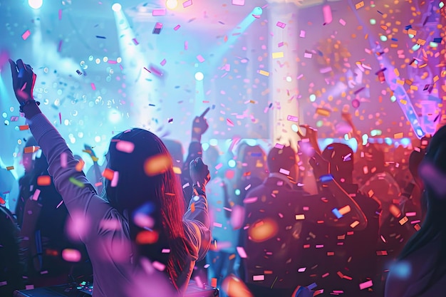 Celebration party with stars confetti and DJ mixer