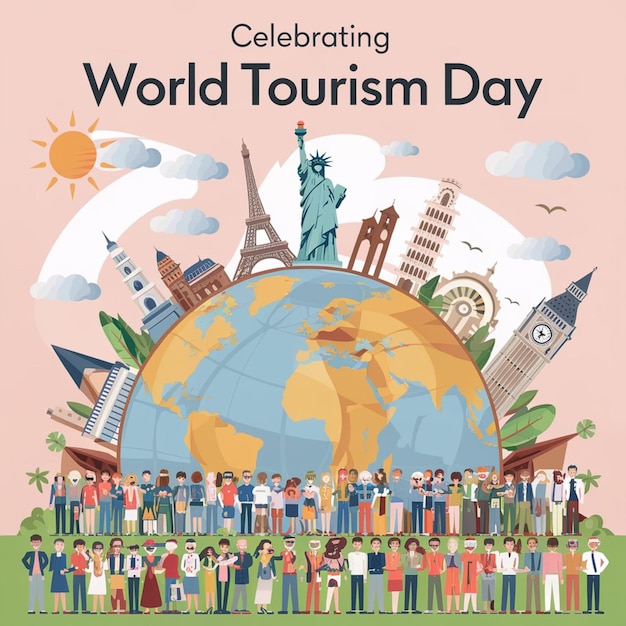 Photo celebration of world tourism day illustration