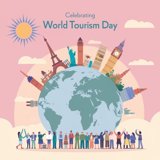 Photo celebration of world tourism day illustration