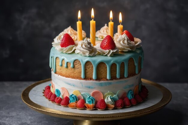 Celebratory Birthday Cake with Candles