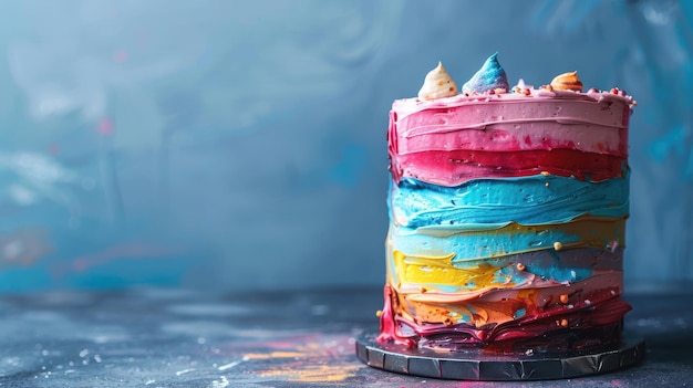 Celebratory Delight Artistic Cake with Multicolored Layers