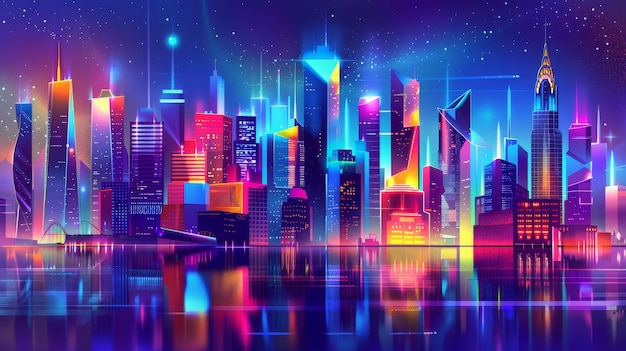 Celebratory glow of Hispanic Heritage in futuristic cityscape background