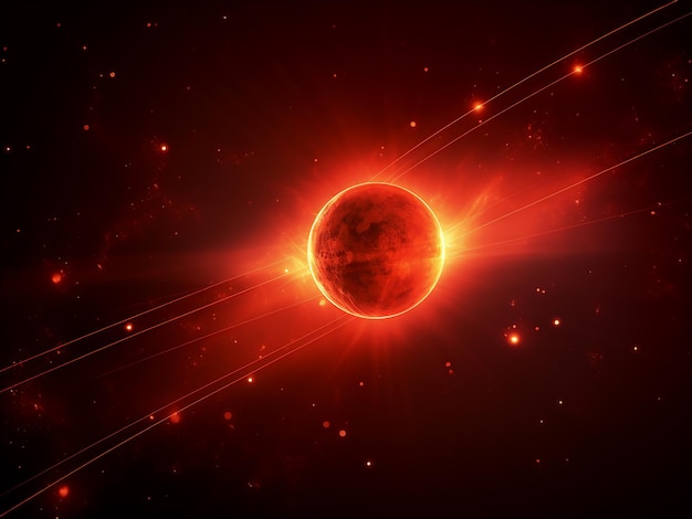 Celestial beauty of Solar Storm Red AI Generation