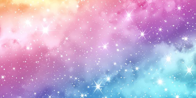 Photo celestial dreams rainbow pastel galaxy background with shining stars cosmic harmony shimmering stars in rainbow pastel galaxy background ai generated