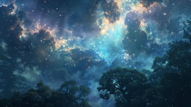 Celestial fog wisps through forest adds beauty wallpaper