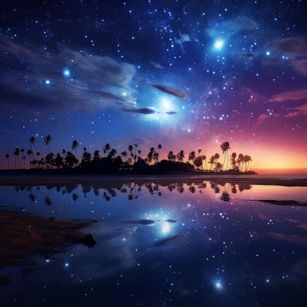 Celestial night sky mirage nature background photo