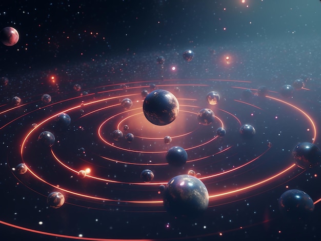 A celestial Ring of planets against a cosmic background AI Generation