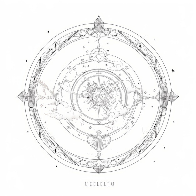 Celestial Shades A Journey through a Coloring Book of Intricate Black and White Line Art in Vector