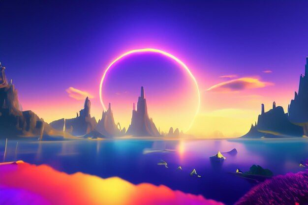 Celestial Visions HighQuality 3D Fantasy Landscape Wallpaper