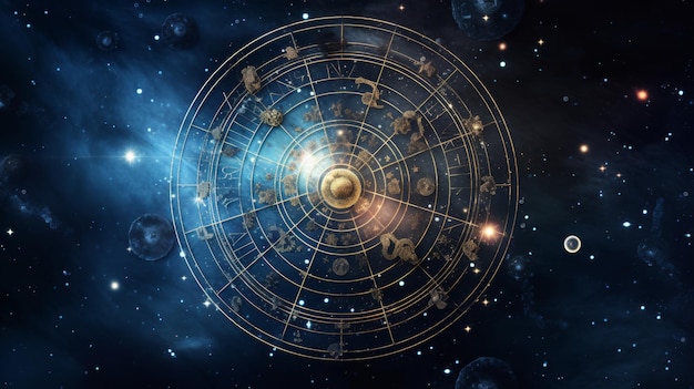 Celestial Zodiac Wheel Amongst Stars and Planets in Space International Astronomy Day