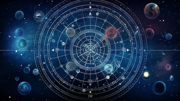 Celestial Zodiac Wheel Amongst Stars and Planets in Space International Astronomy Day