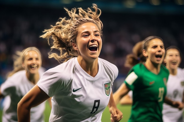 Celibarte After winning the game female footballer