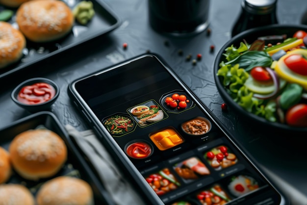 Photo cell phone displaying a menu of food items