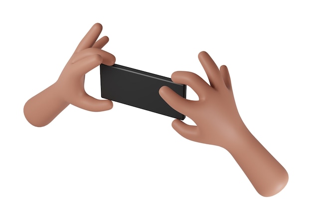 Cell Phone in hand with white background 3D Rendering