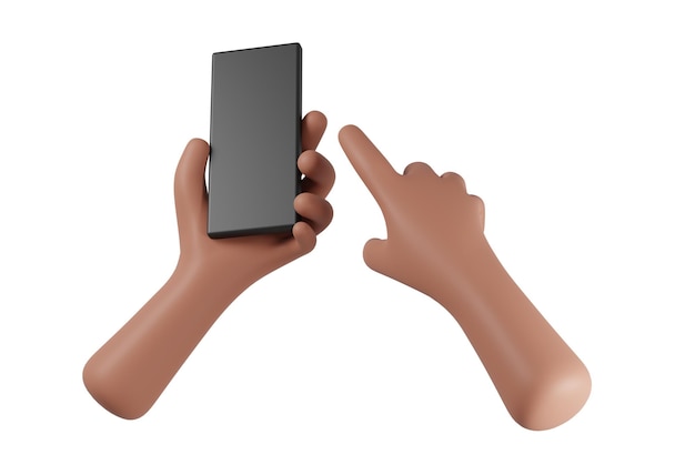 Cell Phone in hand with white background 3D Rendering