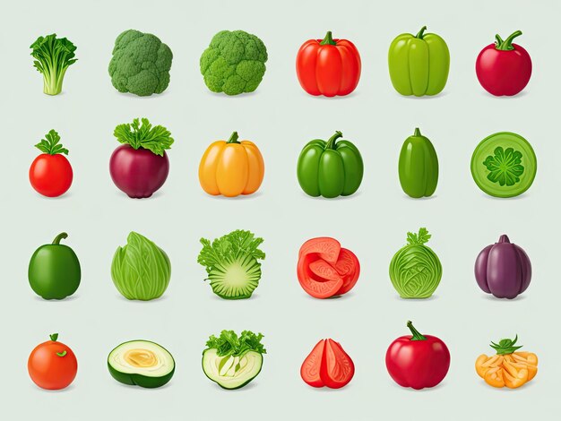 cell shaded vegetable icon pack generative ai