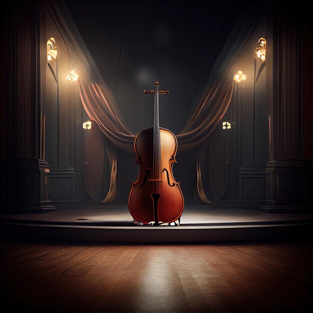 Cello on the concert stage Generative AI