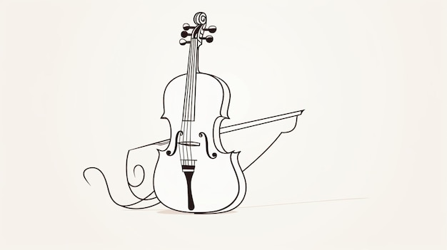 Cello one line drawing vector illustration