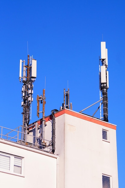 Cellular antennas on a roof in Oberursel, Germany.