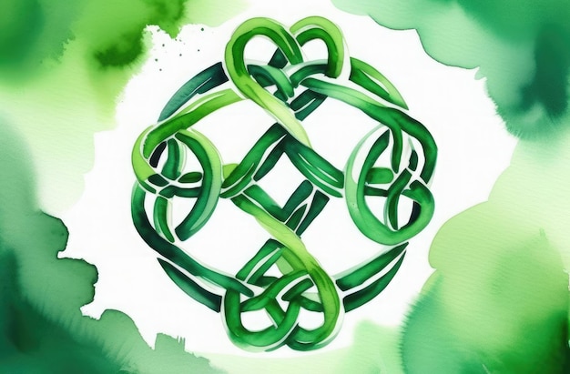 Celtic knot in green tones free space for text background illustration for St Patricks Day